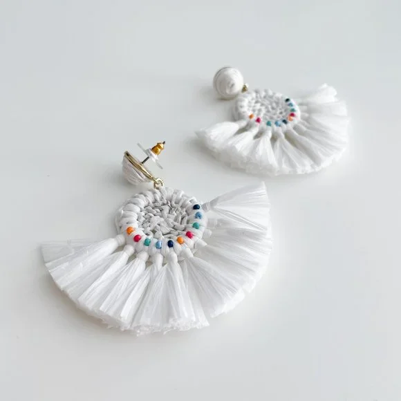 J. Crew Factory Fan Statement Earrings (White) - Picture 2 of 3